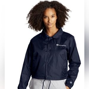 Women's Champion Heritage Coaches Jacket, Script Logo Athletic Navy, Large